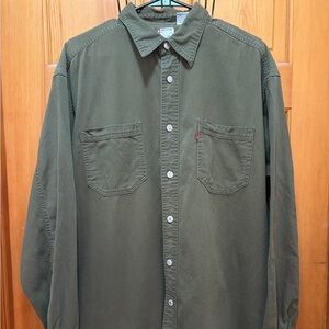 Vintage Men's Levi Green‎ Button-Up Shirt Size L